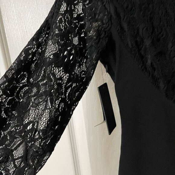 NWT. Guess L/S Back Lace Up Dress Jet Black. - Picture 7 of 9